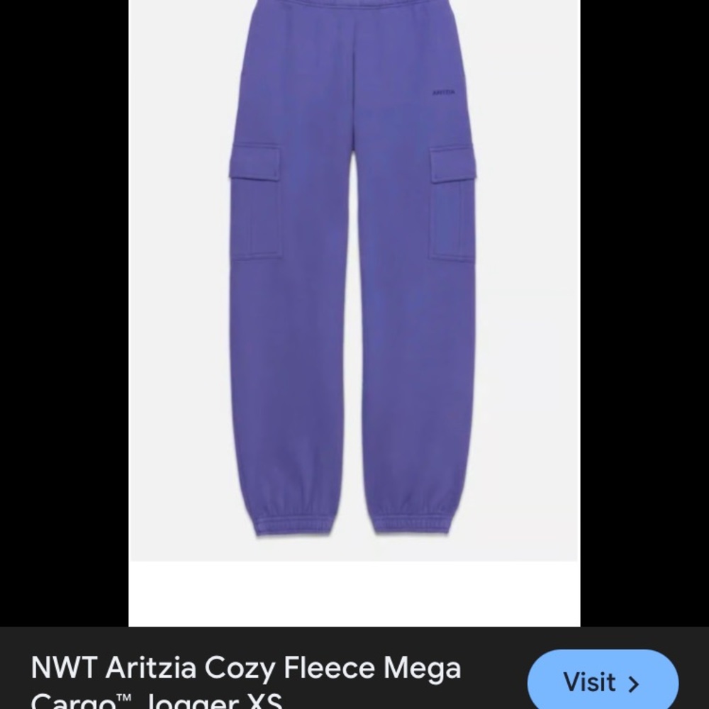 Aritzia Purple Fleece Cargo Joggers